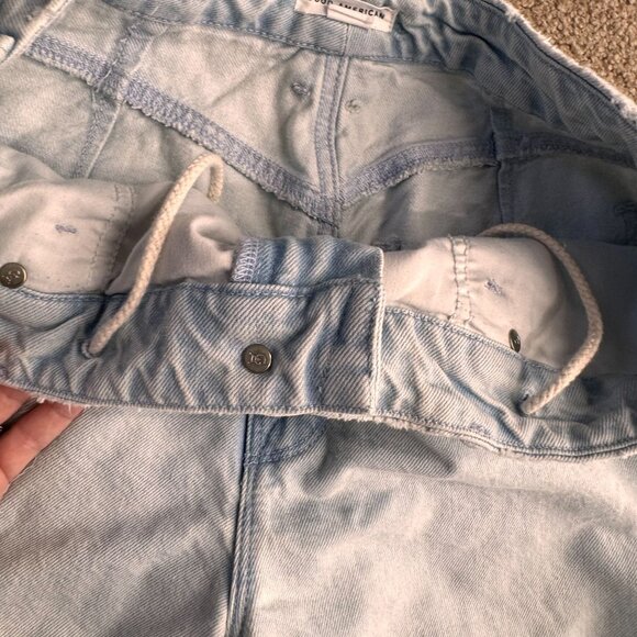 Good American Loose Denim Jeans Womens Size 8 29 Drawstring Light Distressed - Picture 4 of 8